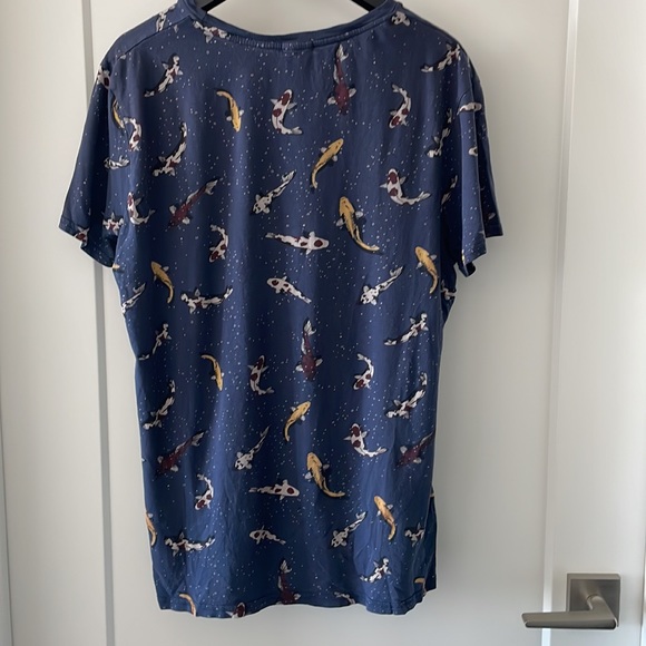 Koi Fish Print Navy Short Sleeve T-Shirt - Picture 2 of 2